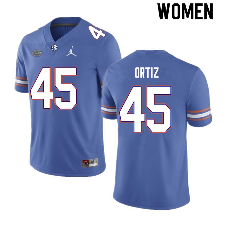 Women's NCAA Florida Gators Marco Ortiz #45 Stitched Authentic Nike Royal College Football Jersey NHZ8065UR